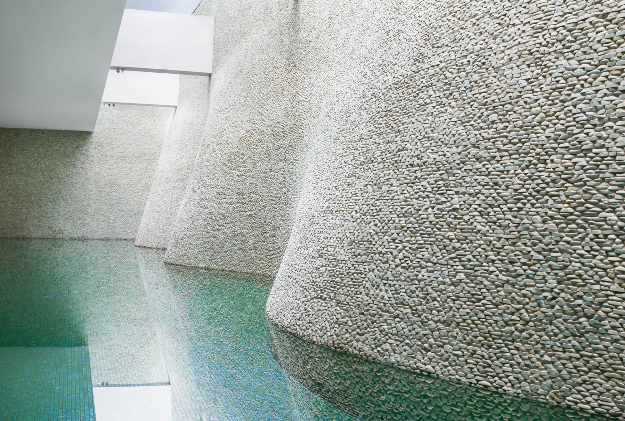 The Headland Hotel Aqua Centre indoor pool stone work close up