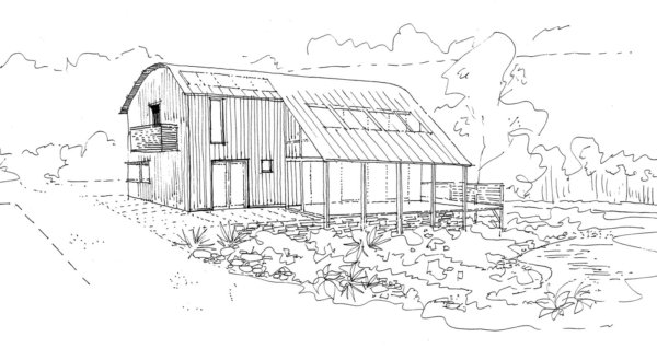 House by the Stream - Rear Sketch