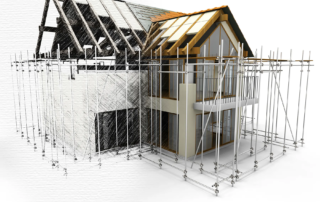 3d design of house with scaffolding